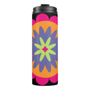orange und rosa florale Formen Illustration Thermosbecher