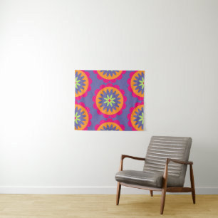 orange und rosa florale Formen Illustration Wandteppich