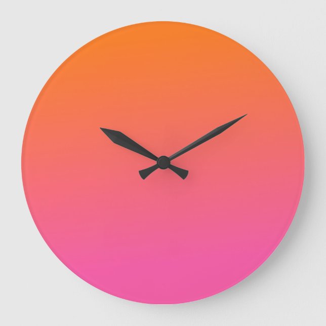 Orange und Rosa glühen Große Wanduhr (Vorderseite)
