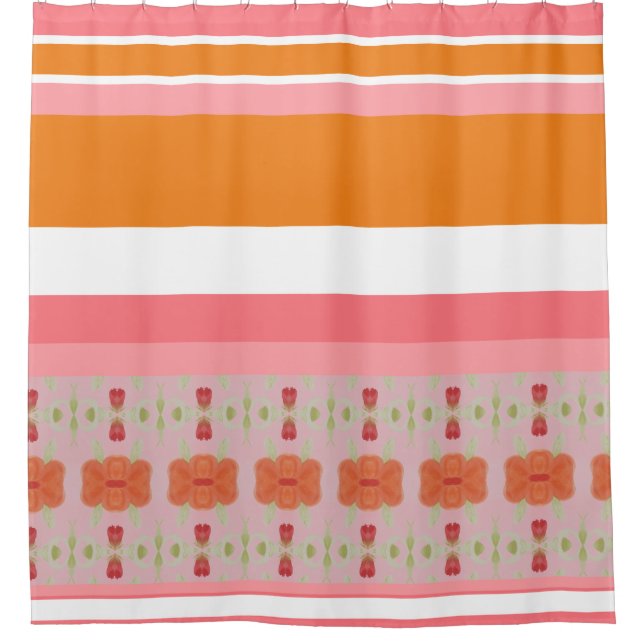 Orange und Rosa Moderne Duschvorhang (Vorderseite)