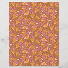 Orange und rosa Moth Scrapbook Paper