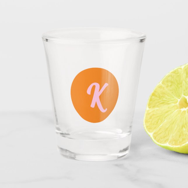 Orange und Rosa Schnapsglas (Vorderseite)