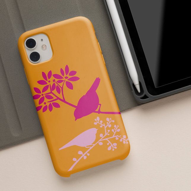 Orange und rosa Vögel iPhone 15 Pro Max Hülle (Von Creator hochgeladen)
