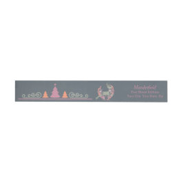 Orange und Rose Hirsche Weihnachtswraparound-Label