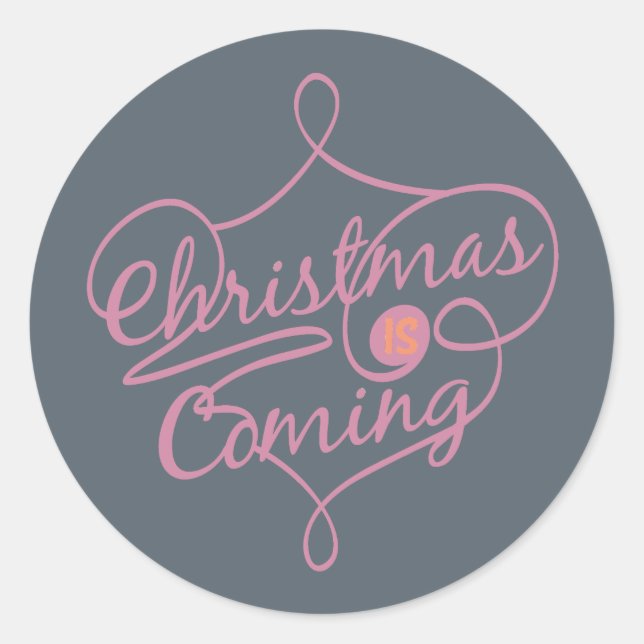 Orange und Rose Weihnachten kommt Stickers (Vorderseite)