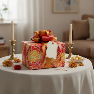 orange und rote Dahlien  Geschenkpapier