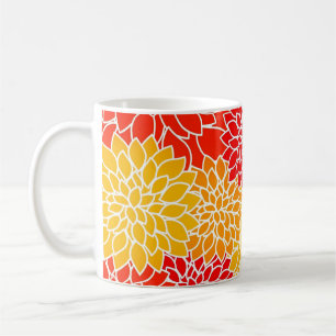 orange und rote Dahlien  Kaffeetasse