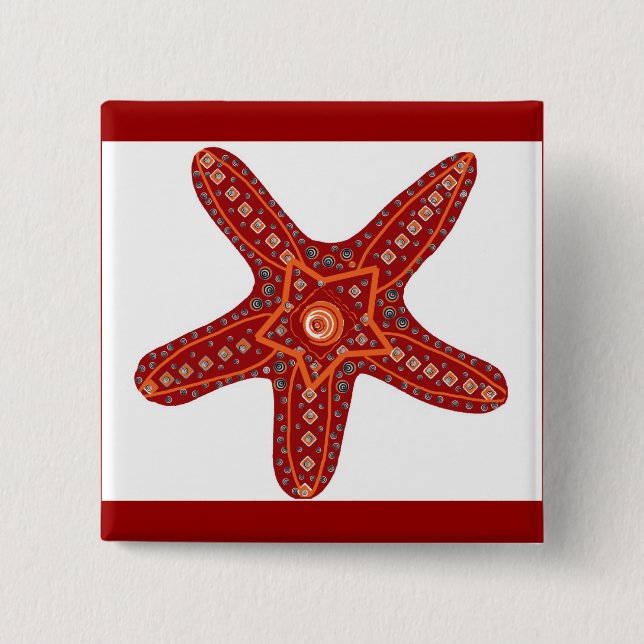 orange und rote Starfish Button (Vorderseite)