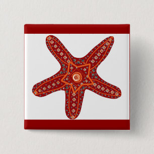 orange und rote Starfish Button