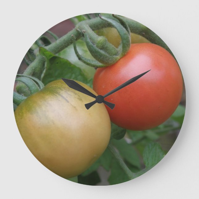 Orange und Rote Tomaten, Wall Clock Große Wanduhr (Vorderseite)