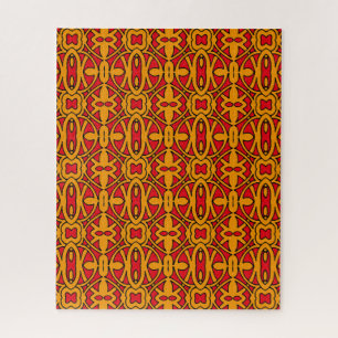 Orange- und rotes Handmuster