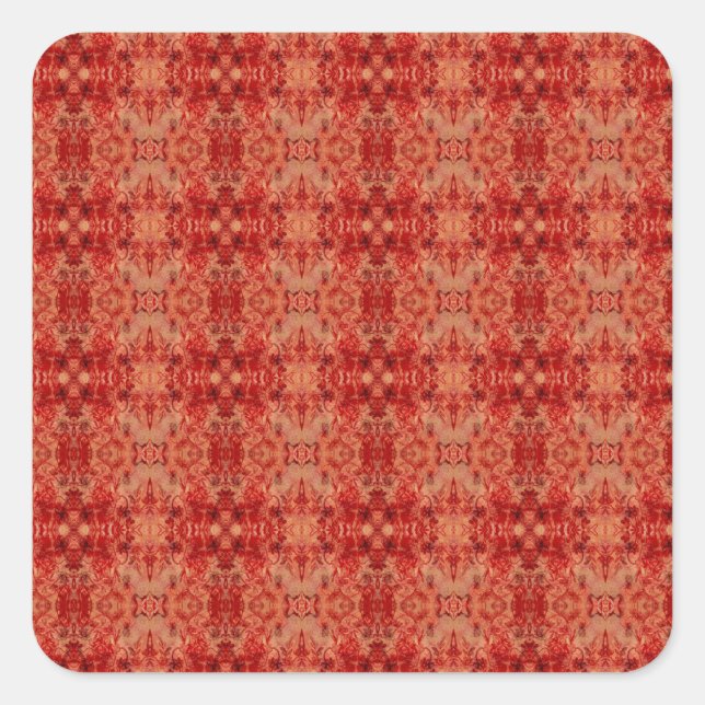 Orange und Rotes Muster Quadratischer Aufkleber (Vorderseite)