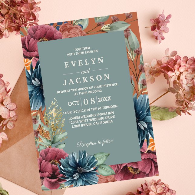 Orange und Salbei Moderne Rustikale Hochzeit Einladung (Von Creator hochgeladen)