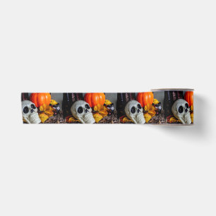 Orange und Schädel Satinband