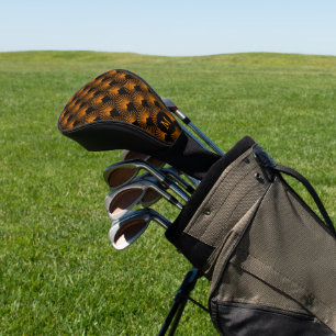 Orange und Schwarz Art Deco Muster Monogram Golf Headcover