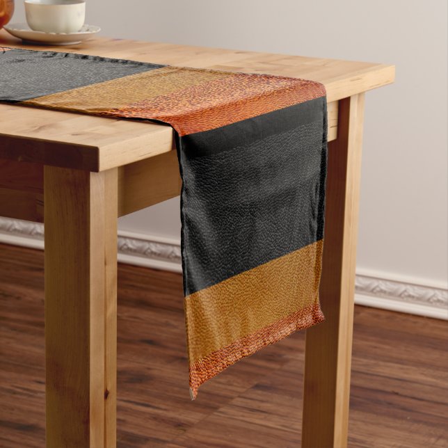 Orange und schwarz gestreiftes Leder im Herbst Kurzer Tischläufer (Beispiel)