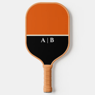 orange und schwarz Modern Monogram Custom Pickleball Schläger