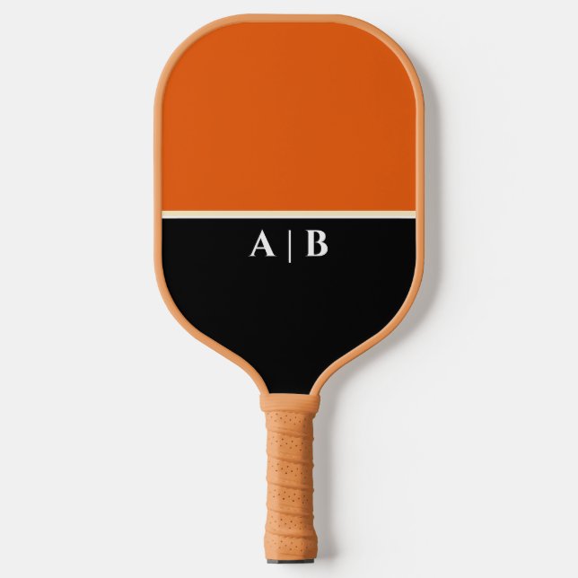 orange und schwarz | Modern Monogram Custom Pickleball Schläger (Vorderseite)