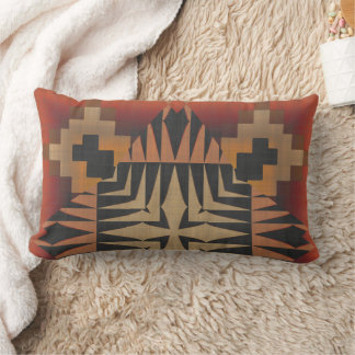 Orange und Schwarz Textured Geometric Lendenkissen