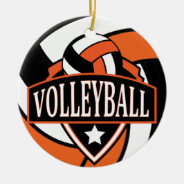 Orange und Schwarz-🏐-Volleyball-Logo Keramik Ornament