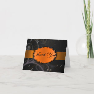 Orange und Schwarze Flora Dankeskarte