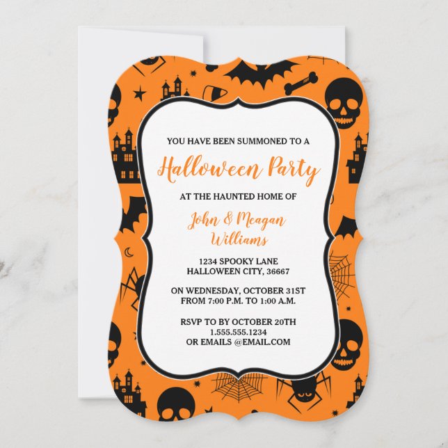 Orange und schwarze Halloween-Party-Einladung Einladung (Vorderseite)