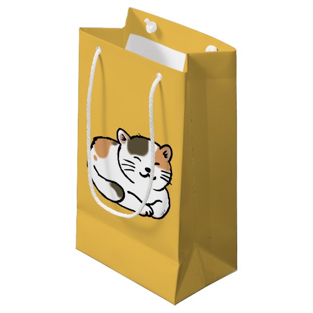 orange und schwarze Katze des niedlichen flaumigen Kleine Geschenktüte (Vorderseite Schrägansicht)