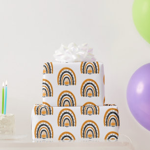 Orange und schwarze Regenbögen Fledermäuse Weißen Geschenkpapier