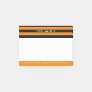 Orange und schwarze Rugby-Streifen mit individuell Post-it Klebezettel