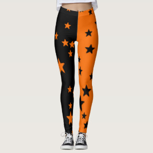 Orange- und schwarze Stern-Leggings Leggings