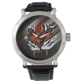 ORANGE- UND SCHWARZE STREIFEN ARMBANDUHR
