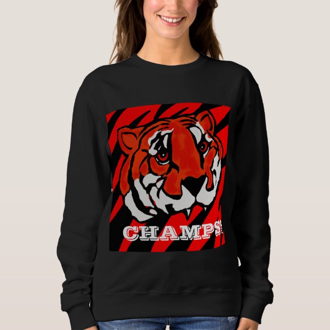 ORANGE- UND SCHWARZE STREIFEN SWEATSHIRT (Vorderseite)