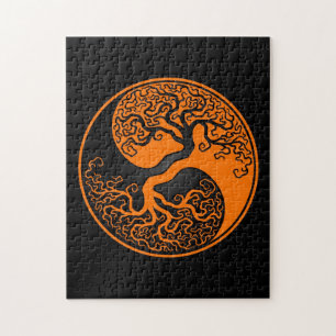 Orange und schwarzer Baum des Lebens Yin Yang