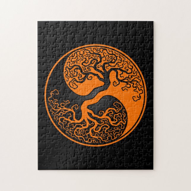 Orange und schwarzer Baum des Lebens Yin Yang (Vertikal)