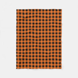 Orange und schwarzer Gingham überprüftes Muster Fleecedecke