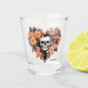Orange und schwarzer Nacht-Engelsherz Schnapsglas