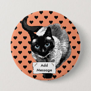 Orange und schwarzer siamesischer Katzen-Button Le Button