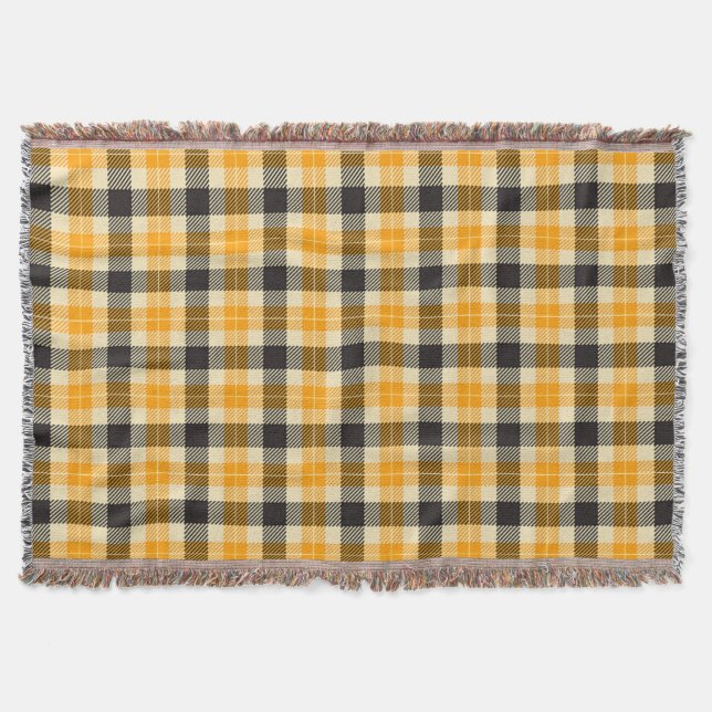 Orange und Schwarzer Tartan Kariert Decke (Vorderseite)