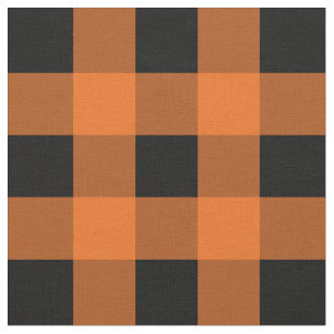 Orange und schwarzes Gingham-Muster-Gewebe Stoff