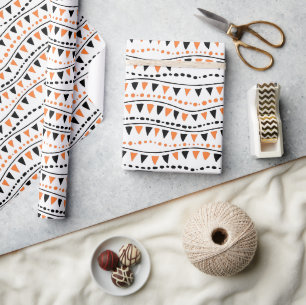 Orange und schwarzes Halloween Geschenkpapier