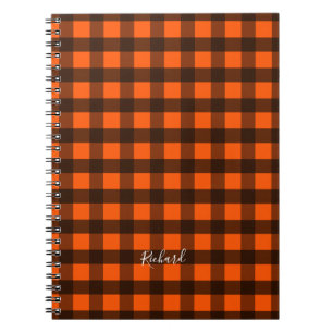 Orange und schwarzes Karo Notizblock