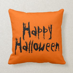 Orange und schwarzes Kissen glücklichen Halloween