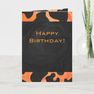 Orange und schwarzes Zebrastreifen-Monogramm Karte
