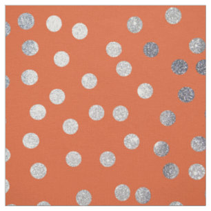 Orange und Silver Glitzer City Dots Stoff