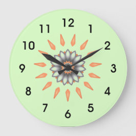 Orange und Silver Sternexplosion Blume Große Wanduhr