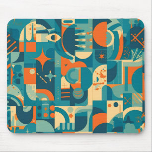 Orange und Türkis Geometrisch Abstrakt Mousepad