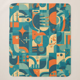 Orange und Türkis Geometrisch Abstrakt Sherpadecke