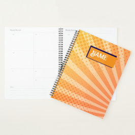 Orange und violett gepunktetes gestreiftes Muster Planer