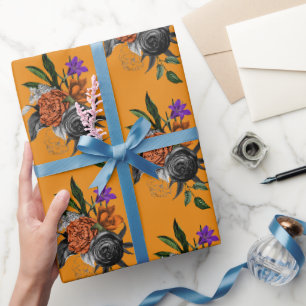 Orange- und violette Blütenpracht Geschenkpapier