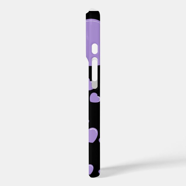 orange und violette Herzen Punkte iPhone 16 Hülle (Rückseite / Links)